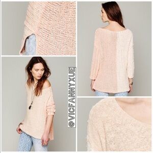 Free People orange stripe pullover sweater xs